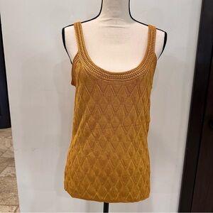 White House Black Market Mustard Knit Tank Top